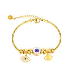 EMEMcharm Damen Armband Edelstahl Vergoldet Bettelarmband mit Augen GM105 von EMEMcharm