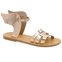 37 Roségold Emmanuela Antike griechische Sandalen aus Leder mit verstellbarem Schnallenriemen, hochwertige handgefertigte Sommerschuhe für Damen, Riemchen Sandalen mit Flügeln von EMMANUELA handcrafted for you