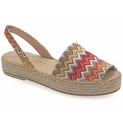 40 Mehrfarbig 1 Emmanuela Bunte Espadrilles aus gestricktem Stoff, mittelhohe Boho Chic Slingback Sommerschuhe, hochwertige Slip-on Peep-Toe Espadrilles, handgefertigt und handgenäht in Griechenland von EMMANUELA handcrafted for you