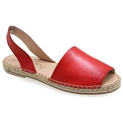 40 Rot Emmanuela Leder Espadrilles, niedrigen Keil Peep Toe Sommerschuhe für Damen, Hochwertige Slingback Espadrilles vollständig handgefertigt und handgenäht in Griechenland von EMMANUELA handcrafted for you