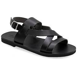 40 Schwarz Emmanuela Antike griechische Leder Sandalen für Herren, handgefertigte Herren Sandalen mit offenen Zehen, Qualität verstellbare Schnalle Sommerschuhe in Schwarz, Braun, Beige von EMMANUELA handcrafted for you