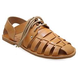 41 Beige Emmanuela Fischer Sandalen für Herren mit Schnürsenkeln, handgefertigte Ledersandalen aus Leder im antikem griechischem Stil, hochwertige Riemchensommerschuhe in Schwarz, Braun, Beige von EMMANUELA handcrafted for you