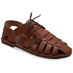 41 Braun Emmanuela Fischer Sandalen für Herren mit Schnürsenkeln, handgefertigte Ledersandalen aus Leder im antikem griechischem Stil, hochwertige Riemchensommerschuhe in Schwarz, Braun, Beige von EMMANUELA handcrafted for you