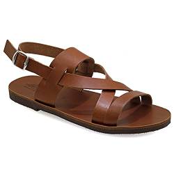 43 Braun Emmanuela Antike griechische Leder Sandalen für Herren, handgefertigte Herren Sandalen mit offenen Zehen, Qualität verstellbare Schnalle Sommerschuhe in Schwarz, Braun, Beige von EMMANUELA handcrafted for you