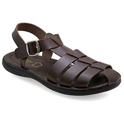 43 Braun Emmanuela Bequeme antike griechische Sandalen aus Leder für Herren, gepolsterte Einlegesohle Handgefertigte Ledersandalen, hochwertige verstellbare Sommerschuhe mit Schnalle von EMMANUELA handcrafted for you