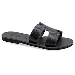 EMMANUELA Handcrafted For You Damen Andromeda Slide Sandal, Black Croco, 41 EU von EMMANUELA handcrafted for you