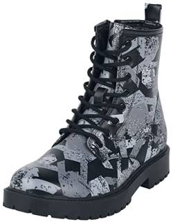 EMP Stage Collection Damen Schnürboots mit Rockhand Alloverprint schwarz EU39 von EMP Stage Collection