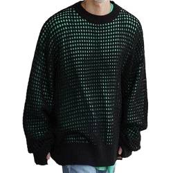 ENENEN Herren Langarm Netzpullover Mode lässig Rundhals Herren Pullover Sweater von ENENEN
