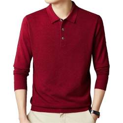 Herren Langarm-Polo-T-Shirt mit Revers und Wolle Textur dünnen Pullover Stricken Herren Langarm-Polo-Shirt von ENENEN