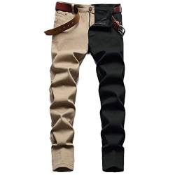 Herren-Patchwork-Zweiton-Denim-Hose Fashion Slim Multicolor Pencil Pants Lässige Multicolor-Jeans von ENENEN