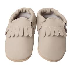 ENGEL + PIRATEN Krabbelschuhe Baby Leder Babyschuhe Hausschuhe Lauflernschuhe Jungen Mädchen Kleinkind Weiche Lederschuhe Babyhausschuhe Lederpuschen Sand 6-12 Monate von ENGEL + PIRATEN