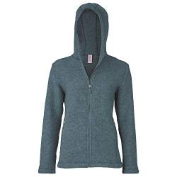 Engel Jacke mit Kapuze Merino Wollfleece Damen, 38-40/38/40, Atlantik Melange 034E von ENGEL