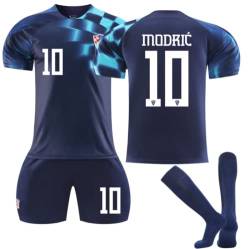ENIXWH Kinder Fußball Trikot Kroatien Auswarts Modric Trikotset Komm mit Shorts Fußballfans für Jungen Erwachsener (16) von ENIXWH