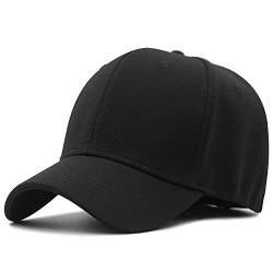 ENMESI Basecap Herren Volle geschlossene Rückentrage große Größe Snapback Hut männlich Hiphop Flachkappe Männer Plus Size Fitted Baseball Cap 56-58cm 58-60cm 60-62cm, Schwarz, 58-60cm von ENMESI