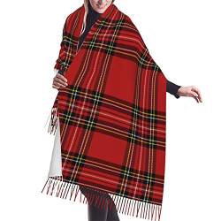 ENPAP Schottischer Damen-Schal mit Fransen, weihnachtlich, Schottenkaro, kariert, groß, weich, Kaschmir-Gefühl, Tücher, leichte Stola, 196 x 68 cm von ENPAP