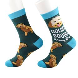 ENSIANTH 2 Paar goldene Doodle Socken Golden Doodle Geschenke für Golden Doodle Liebhaber Besitzer Lustige Mini Goldendoodle Hundesocken Neuheit, goldene doodle socken, 38 von ENSIANTH