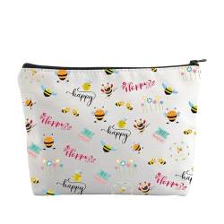 Honey Bee Make-up-Tasche mit Aufschrift "Be Happy Gifts", Bienengeschenke für Bienenliebhaber, Besitzer, Hummel, Reise-Kulturbeutel, Bienentasche, M, Neu von ENSIANTH