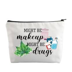 Make-up-Tasche mit lustigem Blattmotiv, mit Reißverschluss, Reise-Kulturbeutel für Damen, Medikamentententasche, M, Neu von ENSIANTH