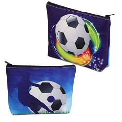 Soccer Makeup Bag for Girls Soccer Lover Gifts Soccer Player Gifts Soccer Ball Cosmetics Bag Football Zipper Pouch for Women, Fußballtasche, M, Neu von ENSIANTH
