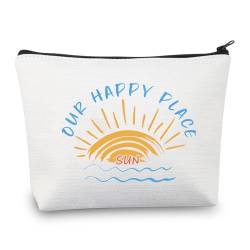 Unsere Happy Place Make-up-Tasche für Sommer, Strand, Kosmetiktasche, Sonne, Strand, Liebhaber, Geschenke, Reise, Reißverschluss, Kulturbeutel, wasserdicht, Strandtasche, M, Neu von ENSIANTH