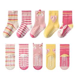 ENSTAB 5 Paar Rutschfeste Socken Kinder Baumwolle Kindersocken Anti Rutsch Socken Baby Jungen & Mädchen von ENSTAB