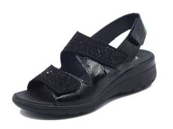 ENVAL Soft 5778800 Naplak Schwarz Komfort-Sandalen für Damen aus Lackleder mit niedrigem Keilabsatz, Schwarz , 41 EU von ENVAL Soft