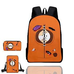 South Park Backpack, School Bag for Kids, Set mit 3 Rucksäcken im South Park Design, Schultasche Schultertasche Federmäppchen, Lässiger Rucksack mit Cartoon Print von ENVVA