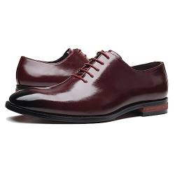 ENWIND Abend Oxford Schuhe für Herren Klassische Schnürer Business Schuhe Low-Top Kleid Schuhe für die Hochzeit,Rot,39 EU von ENWIND