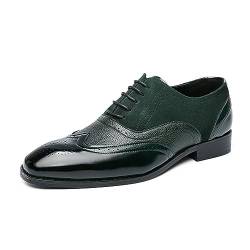 ENWIND Brogue Wingtip Schnürschuhe Herren Derby Oxford Schuhe Vintage Spitze Zehen Business Hochzeit Schuhe,Grün,41 EU von ENWIND