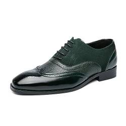 ENWIND Brogue Wingtip Schnürschuhe Herren Derby Oxford Schuhe Vintage Spitze Zehen Business Hochzeit Schuhe,Grün,43 EU von ENWIND