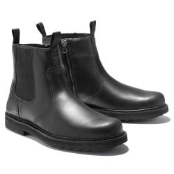 ENWIND Herren High-Top Leder Chelsea Stiefel mit Seitenreißverschluss Wasserdichte Kunstleder Business Kleid Ankle Booties,Schwarz,46 EU von ENWIND