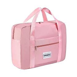 Reisetasche ENXOU Sporttasche Handgepäck Tasche Faltbare Wasserdicht Travel Bag Duffle Bag Fitnesstasche Weekendertasche für Herren Damen Rosa von ENXOU