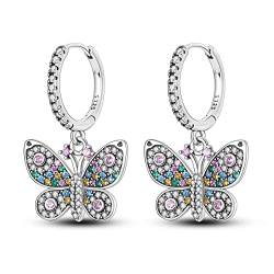 925 Sterling Silber Drop Dangle Ohrringe für Frauen Mädchen Post Leichte Hoop Huggie Ohrringe Mode, ENZEBAOFU, Schmetterling, von ENZEBAOFU