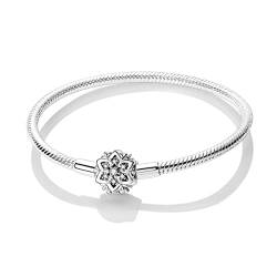 ENZEBAOFU 925 Sterling Silber Schlange Kette Charm Armband Schmetterling Beste Freund Herz mit 5A Cubic Zirkonia für Frauen Mädchen Geschenk, Schneeflocke, 6,7in (Fit Handgelenkgröße 5,5i von ENZEBAOFU