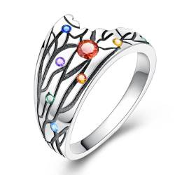 ENZEBAOFU S925 Sterling Silber Ringe für Frauen Mond Stern Ringe Cubic Zirkonia Band Ring Stapelbare Vintage Ringe Statement Frauen Ringe, Regenbogenfischschwanz, 7 von ENZEBAOFU