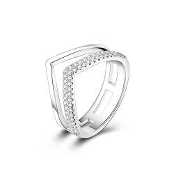 ENZEBAOFU S925 Sterling Silber Ringe für Frauen Mond Stern Ringe Cubic Zirkonia Band Ring Stapelbare Vintage Ringe Statement Frauen Ringe, Stapeln, 6 von ENZEBAOFU