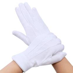 EODKSE 1 Paar Weiße Nylon Handschuhe mit Druckknopf - Ideal für Formelle Smokings, Zeremonielle Teamuniformen, Weihnachtsmann, Abendgarderobe, Cosplay und Schmuckinspektion, Ergänzung für jedes Outfit von EODKSE