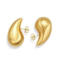 EODKSE 2 Stück Handgefertigte Goldene Hänge-Ohrringe für Damen, Tropfenförmig vergoldet, Modeschmuck im angesagten Chunky-Hoop-Style, perfekte Geschenkidee, Hypoallergen und für Mädchen geeignet, von EODKSE