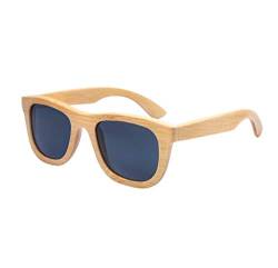 EONHUAYU Sonnenbrille aus Holz, Bambus Holz Brille Sonnenbrille für Männer Frauen Vintage Echte Holzarme Brille für Reisen Fahren (Schwarz) von EONHUAYU