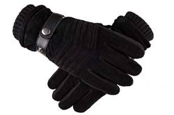 EONYUANGUO Warme Winterhandschuhe, Herren Touchscreen Handschuhe Warme, mit Kaschmir gefütterte Handschuhe für Windproof (Schwarz B) von EONYUANGUO