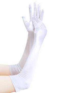 EORUBE 1920s Handschuhe für Damen Ellenbogen Lange Satin Handschuhe Party Kostüm Handschuhe (Weiß) von EORUBE