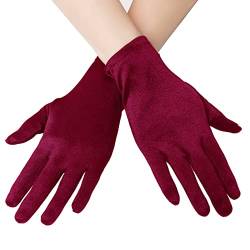 EORUBE 1920s Handschuhe für Damen Handgelenklange Kurze Satin Handschuhe Party Kostüm Handschuhe (Weinrot) von EORUBE