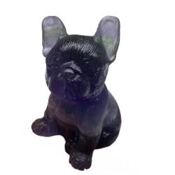 EPEDIC 1 stück Nette Natürliche Kristall Tier Hund Ornamente Carving Geschenk Home Office Dekoration Statue Zierstein ZANLIIYIN (Color : Fluorite_1pc 2.56in) von EPEDIC