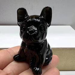 EPEDIC 1 stück Nette Natürliche Kristall Tier Hund Ornamente Carving Geschenk Home Office Dekoration Statue Zierstein ZANLIIYIN (Color : Obsidian_1pc 2.56in) von EPEDIC
