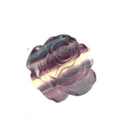 EPEDIC Exemplar eines geschnitzten und polierten Rosenblütenanhängers natürlichem Fluorit for Frauen ZUOSHUAAYIN von EPEDIC