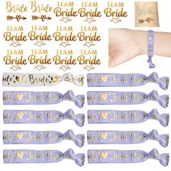 EQLEF 12-teilige JGA Armband Set für Frauen, Braut und Team Braut Armband Bachelorette Party Armband und 12-teilige Hen Party Tattoos Braut Tattoo für Hochzeit (lila) von EQLEF