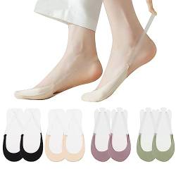 EQLEF FüßLinge Damen, 4 Paar Ballerina Socken mit Sling Back Invisible Socks Damen Sneaker Socken Rutschfest No Show Socks Toe Topper Socks für High Heels, Loafer Flats Boot Schuhe (4-Paar bunt) von EQLEF