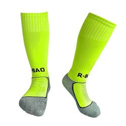 EQLEF Fußballsocken Kinder, Fussball Socken Jungen Lange Socken Anti-Rutsch Handtuch Bottom Socken Atmungsaktive Sportsocken Kinder für Rugby Hockey Lauftraining für Kinder Im Alter 3-6 (Grün) von EQLEF