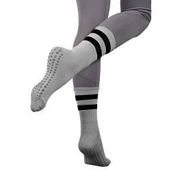 EQLEF Rutschfeste Socken Damen Stoppersocken Krankenhaus Yoga Pilates Socken Bequeme Haus Krankenhaus Socken für Mädchen (Grau) von EQLEF