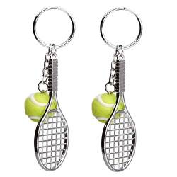 EQLEF Schlüsselanhänger Metall Tennis Schläger Schlüsselring Keychain Tennisball (2 Pcs) von EQLEF